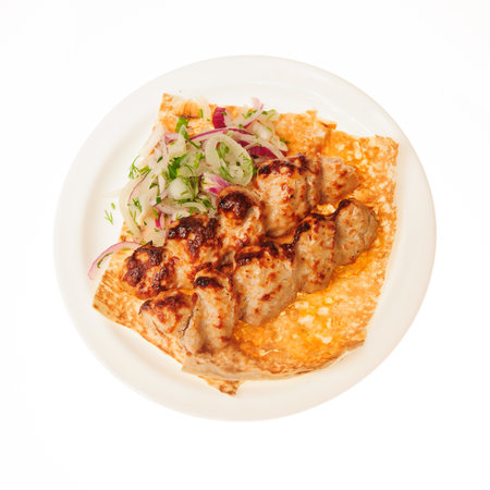 Studio shot of restaurant food, isolated on white background.の写真素材