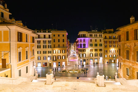 ROME, ITALY - CIRCA NOVEMBER, 2017: Piazza di Spagna viewed from the Spanish Steps. Rome is the capital city of Italy.のeditorial素材