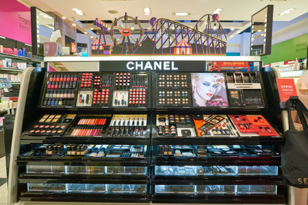 MILAN, ITALY - CIRCA NOVEMBER, 2017: inside Sephora store in Milan. Sephora is a French chain of cosmetics stores.のeditorial素材
