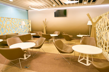 WARSAW, POLAND - CIRCA NOVEMBER, 2017: inside Preludium Executive Lounge in Warsaw Chopin Airportのeditorial素材