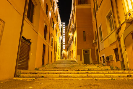 ROME, ITALY - CIRCA NOVEMBER, 2017: stairs in Rome at night. Rome is the capital city of Italy.のeditorial素材