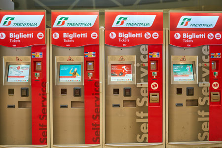 MILAN, ITALY - CIRCA NOVEMBER, 2017: ticket kiosks at Milano Centrale railway station. Milano...