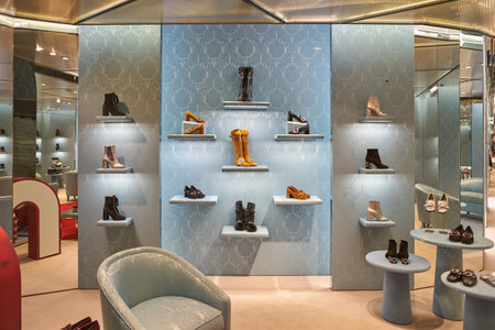 MILAN, ITALY - CIRCA NOVEMBER, 2017: inside Miu Miu shop in Milan. Miu Miu is an Italian high fashion women's clothing and accessory brand.のeditorial素材