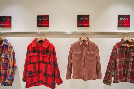 MILAN, ITALY - CIRCA NOVEMBER, 2017: interior shot of Woolrich shop in Milan