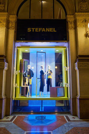 MILAN, ITALY - CIRCA NOVEMBER, 2017: display window at a Stefanel shop in Milan.