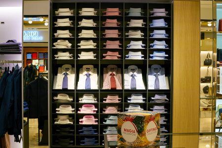 WARSAW, POLAND - CIRCA NOVEMBER, 2017: apparel on display at The Fashion Gallery store in Warsaw...