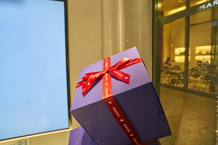 MILAN, ITALY - CIRCA NOVEMBER, 2017: a decoration at Swarovski store in Milan. Swarovski is an Austrian producer of lead glass.のeditorial素材