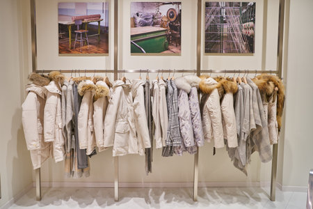 MILAN, ITALY - CIRCA NOVEMBER, 2017: interior shot of Woolrich shop in Milanのeditorial素材