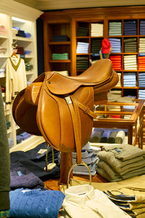 WARSAW, POLAND - CIRCA NOVEMBER, 2017: goods on display at The Fashion Gallery store in Warsaw Chopin Airport.のeditorial素材