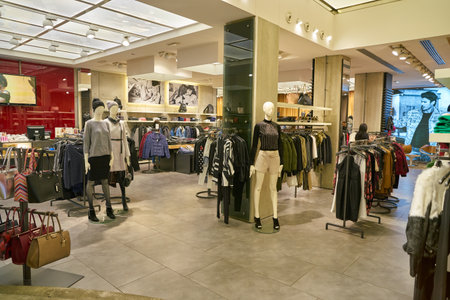 MILAN, ITALY - CIRCA NOVEMBER, 2017: inside Guess store in Milan. Guess is an American clothing...