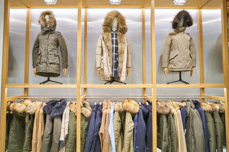 MILAN, ITALY - CIRCA NOVEMBER, 2017: interior shot of Woolrich shop in Milanのeditorial素材