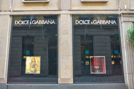 MILAN, ITALY - CIRCA NOVEMBER, 2017: a window display at Dolce & Gabbana store in Milan. Dolce & Gabbana is an Italian luxury fashion house.のeditorial素材