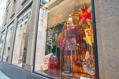 MILAN, ITALY - CIRCA NOVEMBER, 2017: a window display at Dolce & Gabbana store in Milan. Dolce & Gabbana is an Italian luxury fashion house.のeditorial素材