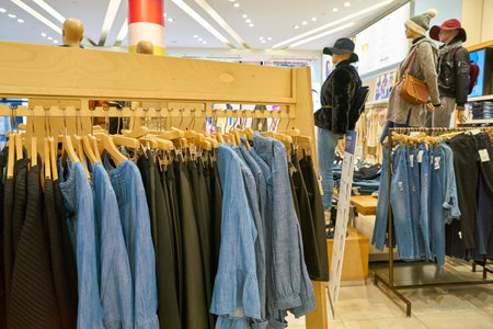 MILAN, ITALY - CIRCA NOVEMBER, 2017: clothing on display at GAP store in Milan. GAP is an American...