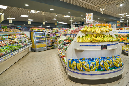 MILAN, ITALY - CIRCA NOVEMBER, 2017: interior shot of a grocery shop in Milan.のeditorial素材