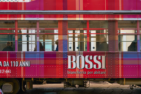 MILAN, ITALY - CIRCA NOVEMBER, 2017: tram in the city of Milan.のeditorial素材