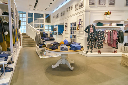 MILAN, ITALY - CIRCA NOVEMBER, 2017: clothing on display at retail store in Milan.