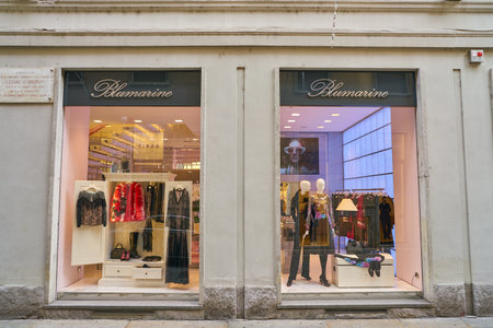 MILAN, ITALY - CIRCA NOVEMBER, 2017: shopfront of a Blumarine shop in Milan.のeditorial素材