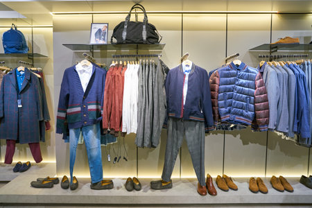 MILAN, ITALY - CIRCA NOVEMBER, 2017: inside a Mango flagship shop in Milan. MANGO is a Spanish...