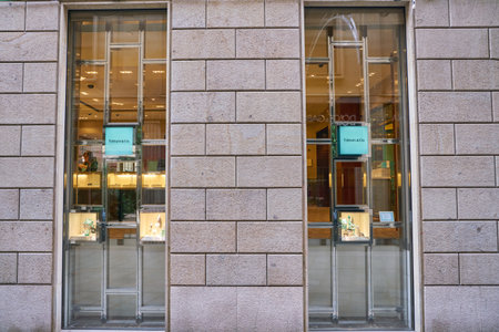 MILAN, ITALY - CIRCA NOVEMBER, 2017: shopfront of Tiffany & Company shop in Milan. Tiffany & Company...
