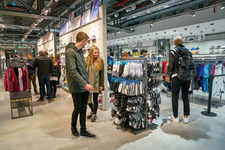 MILAN, ITALY - CIRCA NOVEMBER, 2017: inside Adidas store in Milan.