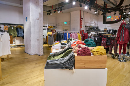 MILAN, ITALY - CIRCA NOVEMBER, 2017: clothing on display at Bershka store in Milan.