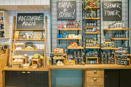 SAINT PETERSBURT, RUSSIA - CIRCA MAY, 2018: interior shot of Lush store in Galeria shopping center.のeditorial素材