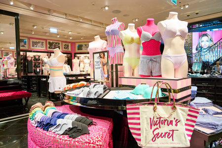 SAINT PETERSBURT, RUSSIA - CIRCA MAY, 2018: interior shot of Victoria's secret store in Galeria shopping center.のeditorial素材