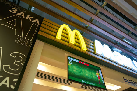 MOSCOW, RUSSIA - CIRCA MAY, 2018: McDonald's at shopping center in Moscow.のeditorial素材