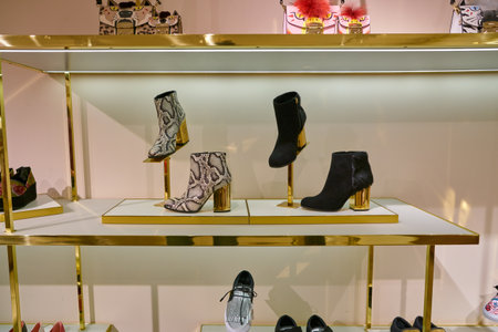 MILAN, ITALY - CIRCA NOVEMBER, 2017: shoes on display at Furla store in Milan, Italyのeditorial素材