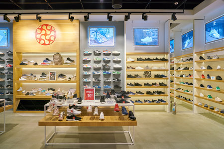 SAINT PETERSBURG, RUSSIA - CIRCA MAY, 2018: interior shot of SuperStep store in Galeria shopping center.のeditorial素材