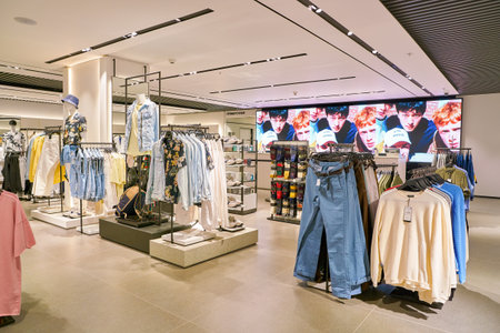 SAINT PETERSBURT, RUSSIA - CIRCA MAY, 2018: interior shot of Zara store in Galeria shopping center.
