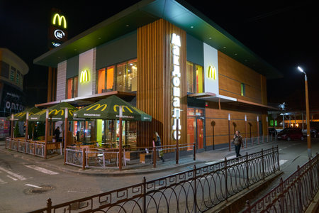KALININGRAD, RUSSIA - CIRCA APRIL, 2018: McDonald's restaurant in Kaliningrad.のeditorial素材