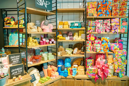SAINT PETERSBURT, RUSSIA - CIRCA MAY, 2018: interior shot of Lush store in Galeria shopping center.