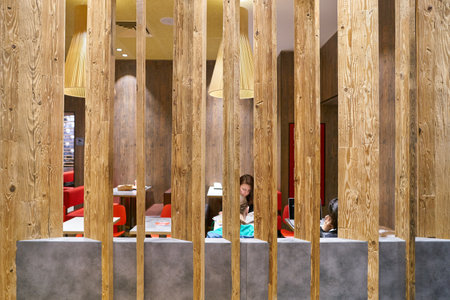 MOSCOW, RUSSIA - CIRCA MAY, 2018: inside McDonald's restaurant in Moscow.のeditorial素材