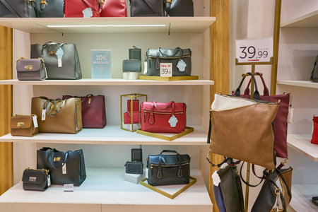 MILAN, ITALY - CIRCA NOVEMBER, 2017: bags on display at a store in Milan, Italy