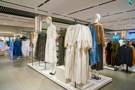 SAINT PETERSBURT, RUSSIA - CIRCA MAY, 2018: interior shot of Zara store in Galeria shopping center.