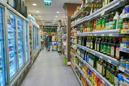 MILAN, ITALY - CIRCA NOVEMBER, 2017: interior shot of a supermarket in Milan.のeditorial素材