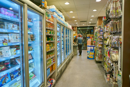 MILAN, ITALY - CIRCA NOVEMBER, 2017: interior shot of a supermarket in Milan.のeditorial素材