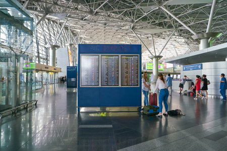 MOSCOW, RUSSIA - CIRCA JULY, 2018: interior shot of Vnukovo International Airport.のeditorial素材