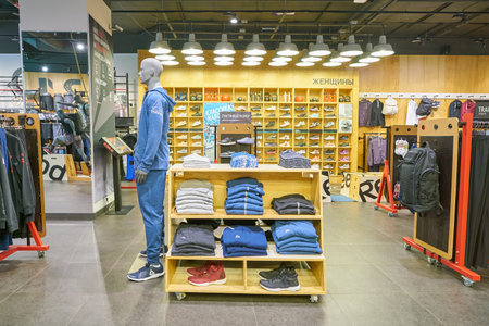 SAINT PETERSBURG, RUSSIA - CIRCA MAY, 2018: interior shot of Reebok store in Galeria shopping...