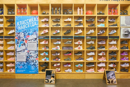 SAINT PETERSBURG, RUSSIA - CIRCA MAY, 2018: interior shot of Reebok store in Galeria shopping center.のeditorial素材