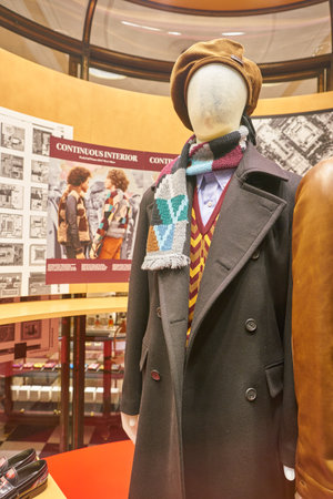 MILAN, ITALY - CIRCA NOVEMBER, 2017: a window display at Prada store in Galleria Vittorio Emanuele II.のeditorial素材