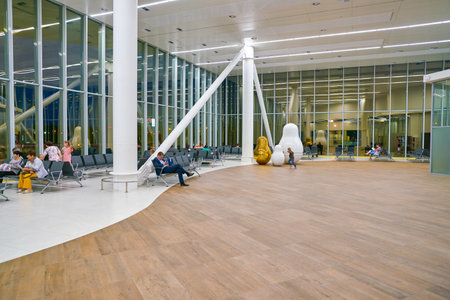 NIZHNY NOVGOROD, RUSSIA - CIRCA JULY, 2018: interior shot of Strigino International Airport.