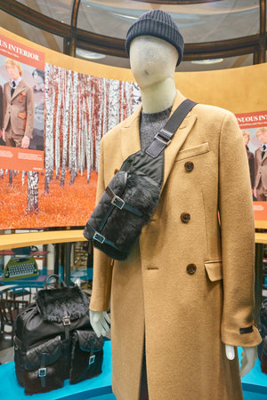 MILAN, ITALY - CIRCA NOVEMBER, 2017: a window display at Prada store in Galleria Vittorio Emanuele II.のeditorial素材