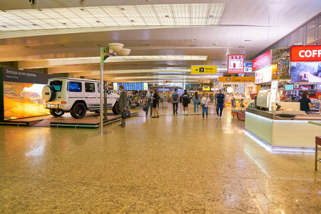 MOSCOW, RUSSIA - CIRCA JULY, 2018: interior shot of Sheremetyevo International Airport Terminal D.のeditorial素材