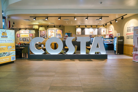 NIZHNY NOVGOROD, RUSSIA - CIRCA JULY, 2018: Costa sign in Strigino International Airport.のeditorial素材