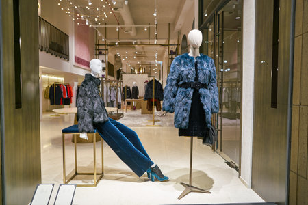 MILAN, ITALY - CIRCA NOVEMBER, 20178: shop window display of clothing at a Caractere store in Milan,...
