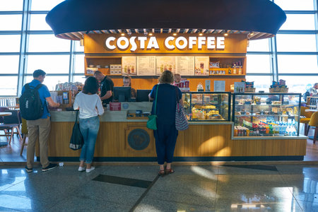 MOSCOW, RUSSIA - CIRCA AUGUST, 2018: Costa Coffee in Vnukovo International Airportのeditorial素材