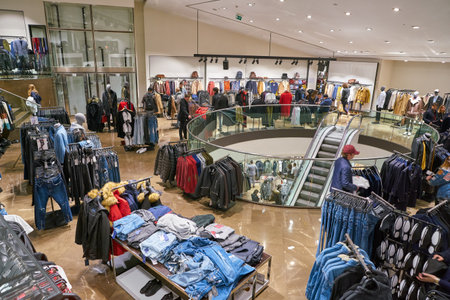 MILAN, ITALY - CIRCA NOVEMBER, 2017: interior shot of Zara shop in Milan.のeditorial素材